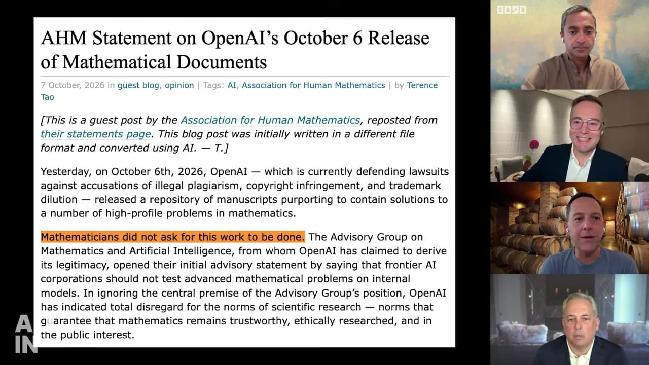 Wpis na blogu „AHM Statement on OpenAI's October 6 Release of Mathematical Documents”, z wyróżnioną linijką…