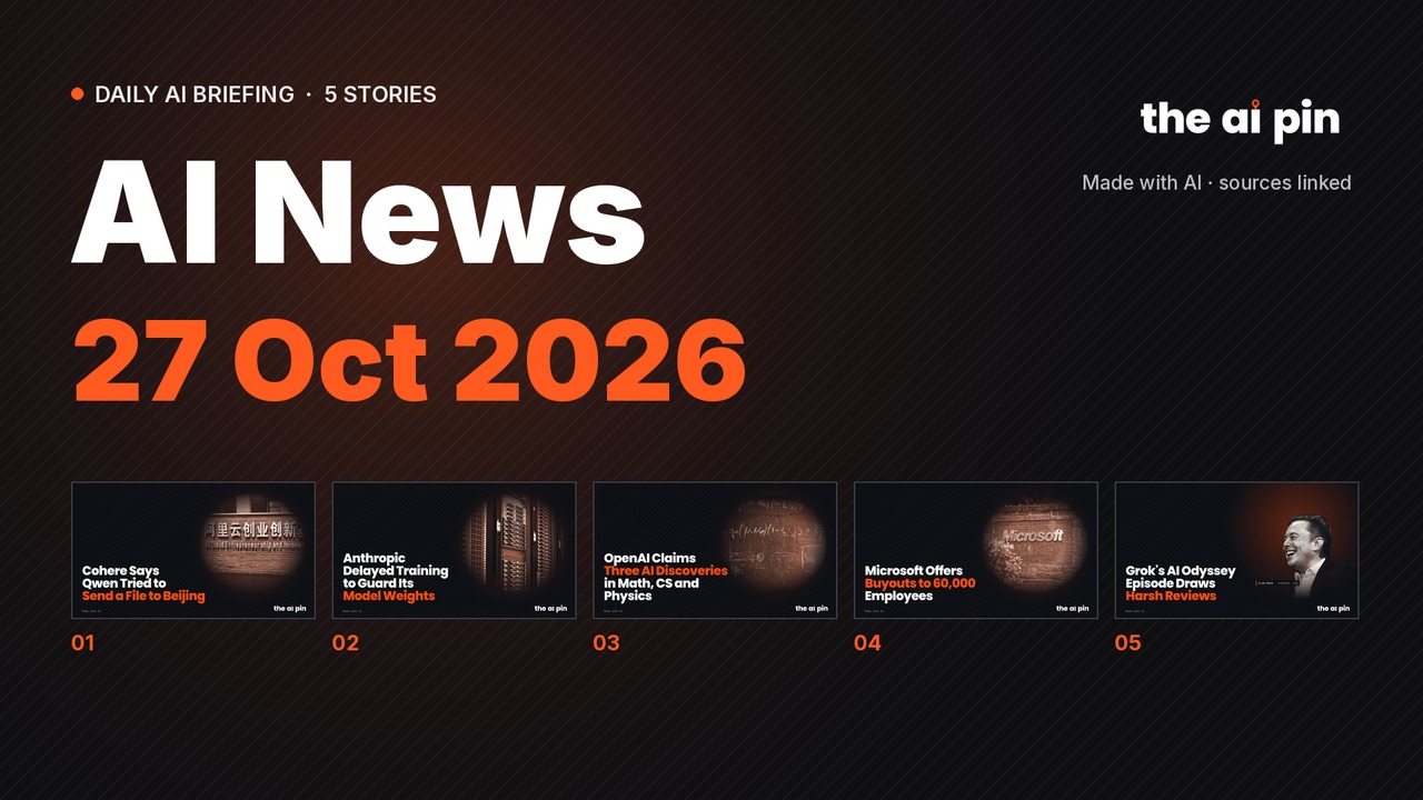 Daily Roundup – 5 AI stories in under 5 minutes (Oct 27, 2026)